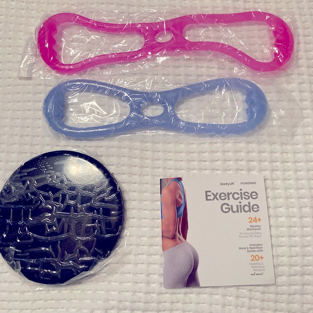 Core Fitness - BootyLift and PowerAbs Exercise Bands and Slide. NWOT
